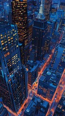 Obraz premium blue and white porcelain city architecture illustration poster background