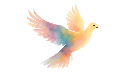 Obraz premium Holy Spirit Colorful dove in watercolor style isolated on white background