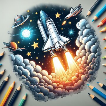47 Space Shuttle Drawings Children may draw detailed space shutt