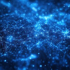 Abstract Blue Network with Glowing Nodes and Lines