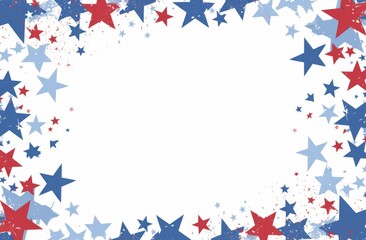 white Background with Red, White, and Blue Stars Forming Bottom Border for American Patriotic Theme