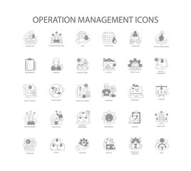 Professional Operation Management Icons for Enhanced Productivity and Quality Control with editable stroke.