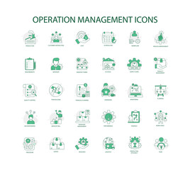 Complete Operation Management Icons for Superior Business and Production with editable stroke.