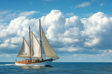 Fototapeta premium Nimble Ketch Sailing Gracefully Around the Cape