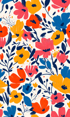 floral and leaf seamless patterns in doodle-style tile designs with graphic format.
