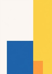 Fototapeta premium Colorful Flat Blocks of Blue, Yellow, and Orange on White Background
