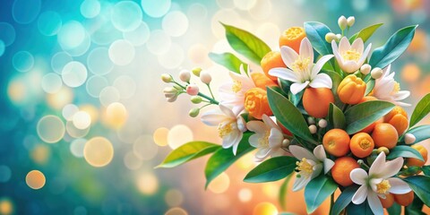 Vibrant floral arrangement with orange blossoms on a soft dreamy background, orange, blossoms, vibrant, floral, arrangement