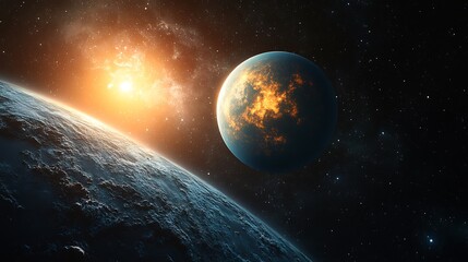 Fototapeta premium Astronomers discover potentially habitable superEarth exoplanet sparking excitement about extraterrestrial life possibilities