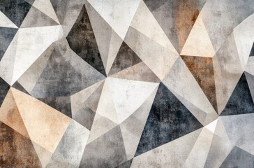  Abstract Geometric Pattern with Sharp Triangles in Neutral Tones on Textured Concrete Background with Copy Space