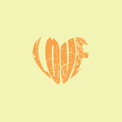 distorted typography love yellow design