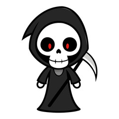 Halloween character vector elements. Halloween characters like teddy bear, ghost and grim reaper isolated on a white background for horror collection design. Vector illustration