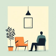 Solitude in Dysthymia: Depiction of Loneliness in Empty Room - Flat Design Illustration