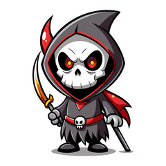 Halloween character vector elements. Halloween characters like teddy bear, ghost and grim reaper isolated on a white background for horror collection design. Vector illustration