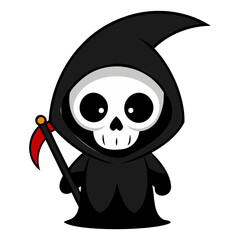 Halloween character vector elements. Halloween characters like teddy bear, ghost and grim reaper isolated on a white background for horror collection design. Vector illustration