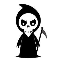 Halloween character vector elements. Halloween characters like teddy bear, ghost and grim reaper isolated on a white background for horror collection design. Vector illustration