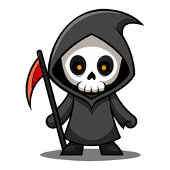 Halloween character vector elements. Halloween characters like teddy bear, ghost and grim reaper isolated on a white background for horror collection design. Vector illustration