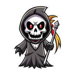 Halloween character vector elements. Halloween characters like teddy bear, ghost and grim reaper isolated on a white background for horror collection design. Vector illustration