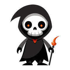 Halloween character vector elements. Halloween characters like teddy bear, ghost and grim reaper isolated on a white background for horror collection design. Vector illustration