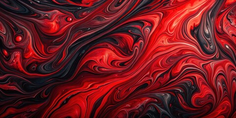 Fototapeta premium Abstract red and black fluid art background with swirling paint effect and liquid marble texture , liquid, abstract, art, background
