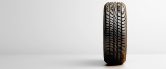 Minimalist tire tread design, empty background, daylight text