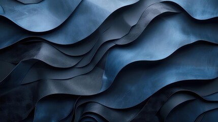 Obraz premium Striking blue leather fabric with a wave-like design,