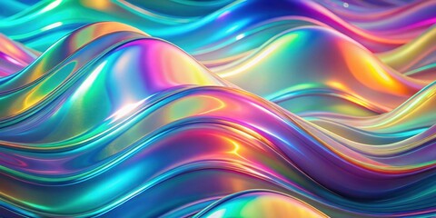 Obraz premium Rainbow holographic waves texture, holographic, rainbow, waves, colorful, abstract, iridescent, shiny, vibrant