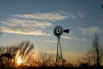windmill at sunset