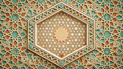 Obraz premium Islamic background featuring intricate geometric patterns and arabesque designs , mosque, muslim, religion, faith