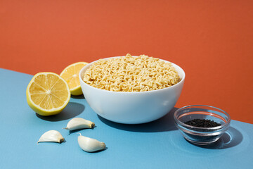 Concept of tasty fast food - instant noodles