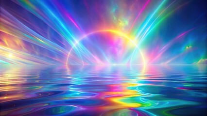 Ethereal abstract background with vibrant rainbow light refraction, prism, spectrum, luminescent, texture, overlay