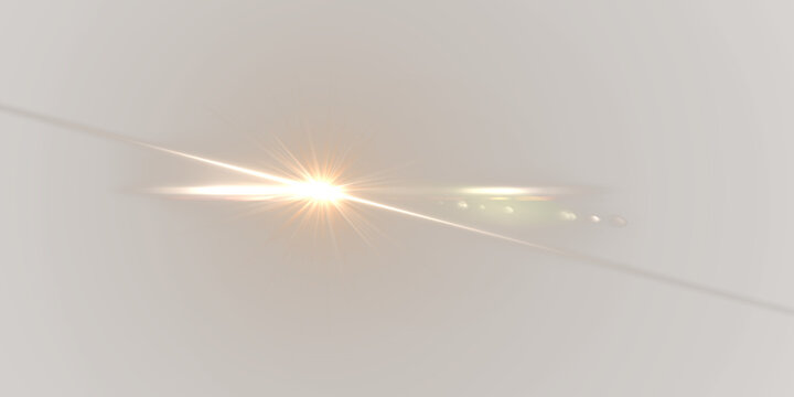 Glow effect. Star sparkles on a transparent background. Light Effects, lens flares, Sun flash with rays or spotlight and bokeh. Glow flare light effect.