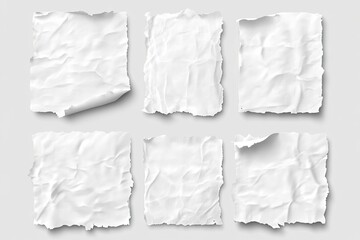 torn blank pages with uneven texture edges. set of ripped white paper sheets png isolated on transparent background. document or newspaper mockup , ai