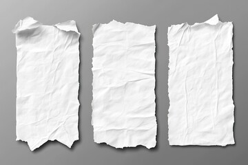 Obraz premium torn blank pages with uneven texture edges. set of ripped white paper sheets png isolated on transparent background. document or newspaper mockup , ai
