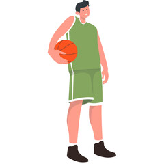 Professional Basketball Player Character. Vector Cartoon Illustration Design
