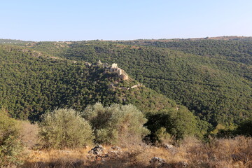 ruins of an ancient fortress in the mountains of northern Israel