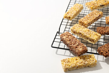 Granola Bars on a black metal stand