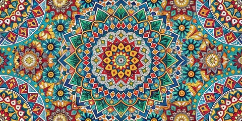 Abstract geometric pattern featuring vibrant colors and intricate designs, abstract, geometric, pattern, vibrant