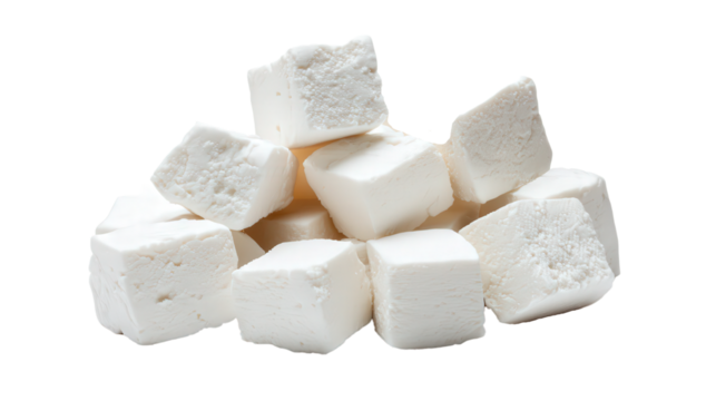 cubes of feta cheese, isolated, transparent png background