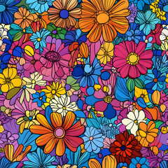 floral and leaf seamless patterns in doodle-style tile designs with graphic format.