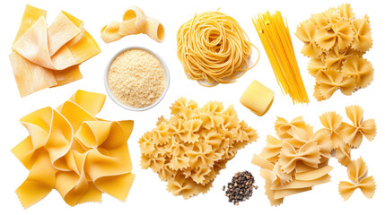 italian pasta collection, isolated transparent, png, background