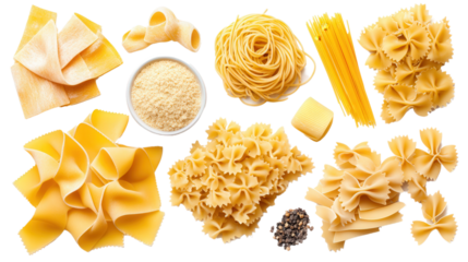 italian pasta collection, isolated transparent, png, background