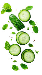 sliced cucumbers, isolated transparent, png, background