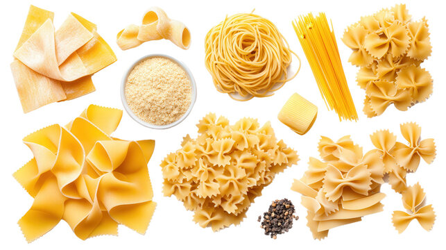 italian pasta collection, isolated transparent, png, background