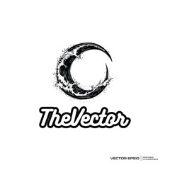 Wave monochrome style logo, vector, mascot, character, cartoon, illustration, eps10