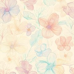 floral and leaf seamless patterns in doodle-style tile designs with graphic format.