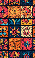 floral and leaf seamless patterns in doodle-style tile designs with graphic format.