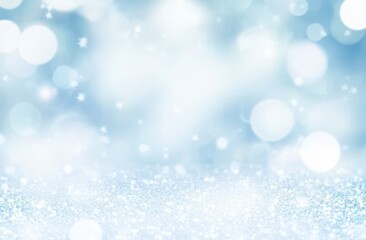 Fototapeta premium Abstract Blurred Light Blue Background with White Bokeh Lights and Ample Copy Space, Perfect for Minimalist Banner Design in Pastel Colors, High-Resolution and Highly Detailed