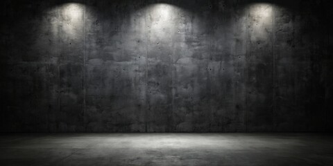 Dark and sinister background with textured black concrete walls subtly illuminated, sinister, dark, background, walls