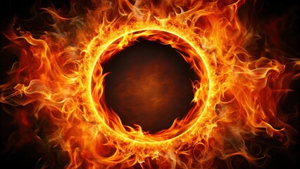 Fiery circle surrounded by flames , inferno, blaze, hot, heat, fiery, ring, circle, burning, firestorm, combustion, scorching