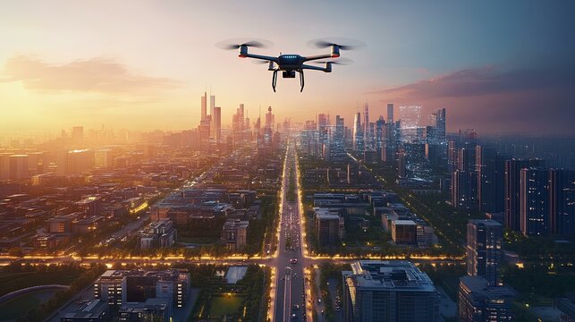 A hyper-connected smart city with autonomous vehicles and drone deliveries